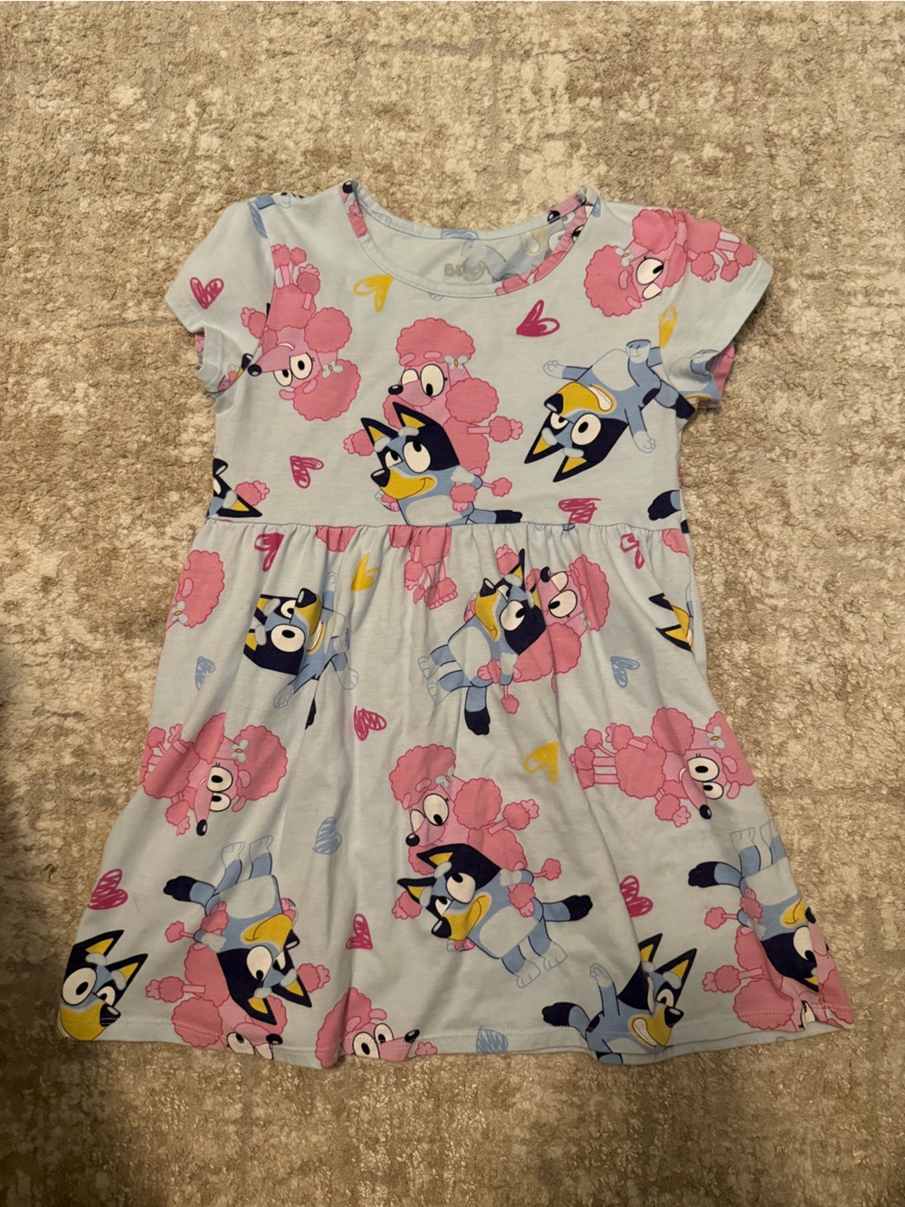 Bluey Light Blue Girls Cartoon Character Knit Dress with Pink Accents size M